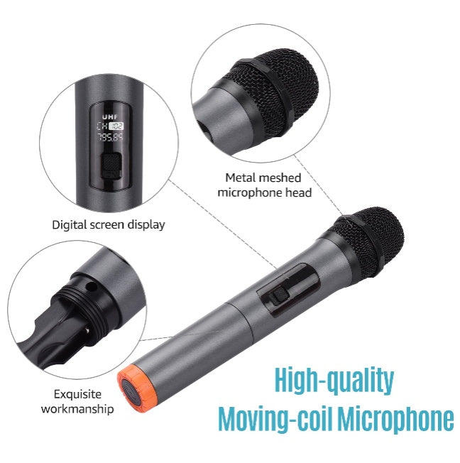 Dual Wired and Wireless with Professional Microphone with built-in rechargeable battery