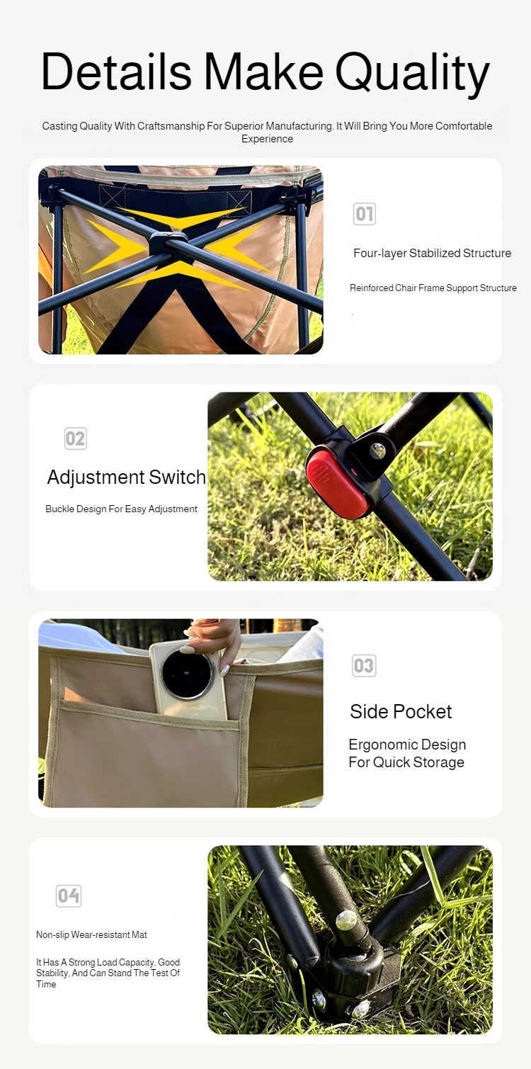 Portable Outdoor Chair with Storage Bag Outdoor Recliner Folding with Leg Support Camping Beach Chair  Lunch Break Folding Chair