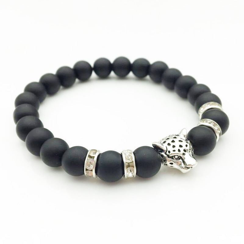 8mm Natural Stone Lava Stone Bead Bracelet For Men