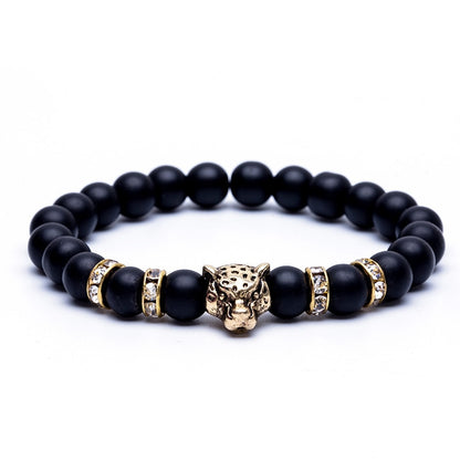 8mm Natural Stone Lava Stone Bead Bracelet For Men