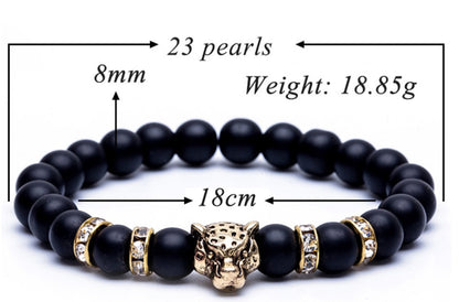 8mm Natural Stone Lava Stone Bead Bracelet For Men