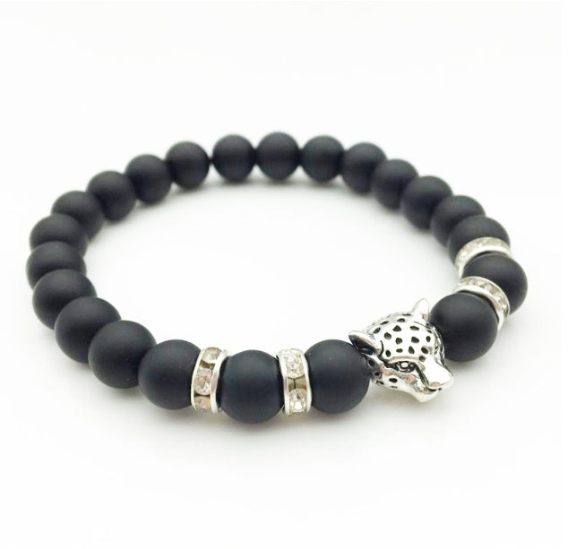 8mm Natural Stone Lava Stone Bead Bracelet For Men