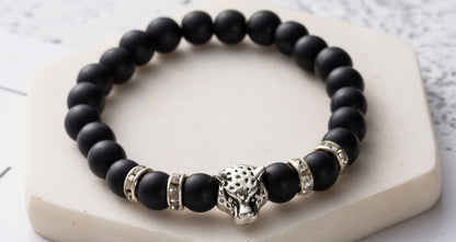 8mm Natural Stone Lava Stone Bead Bracelet For Men