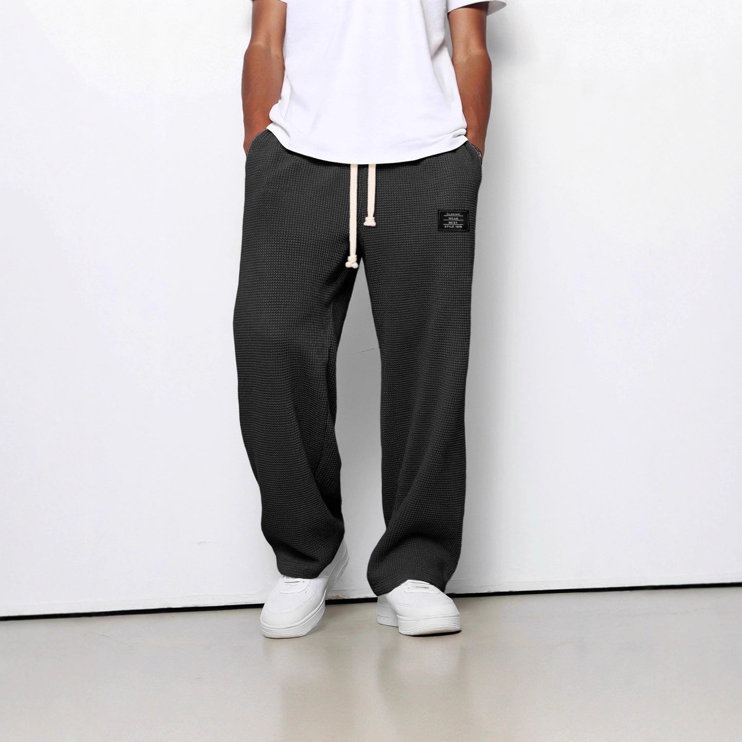 Waffle Straight Pants Fashion Brand Loose Loose