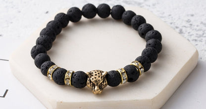 8mm Natural Stone Lava Stone Bead Bracelet For Men