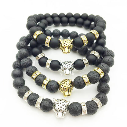 8mm Natural Stone Lava Stone Bead Bracelet For Men