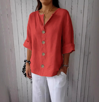 V-neck Pullover Shirt Fashion Casual Long-sleeved