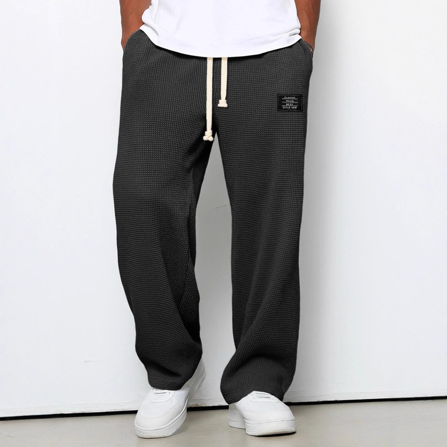 Waffle Straight Pants Fashion Brand Loose Loose