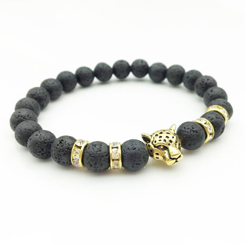 8mm Natural Stone Lava Stone Bead Bracelet For Men