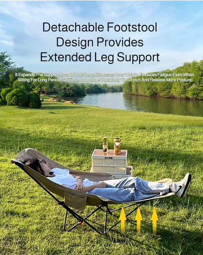 Portable Outdoor Chair with Storage Bag Outdoor Recliner Folding with Leg Support Camping Beach Chair  Lunch Break Folding Chair
