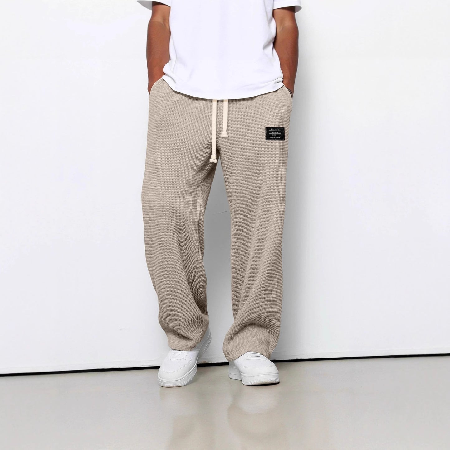 Waffle Straight Pants Fashion Brand Loose Loose