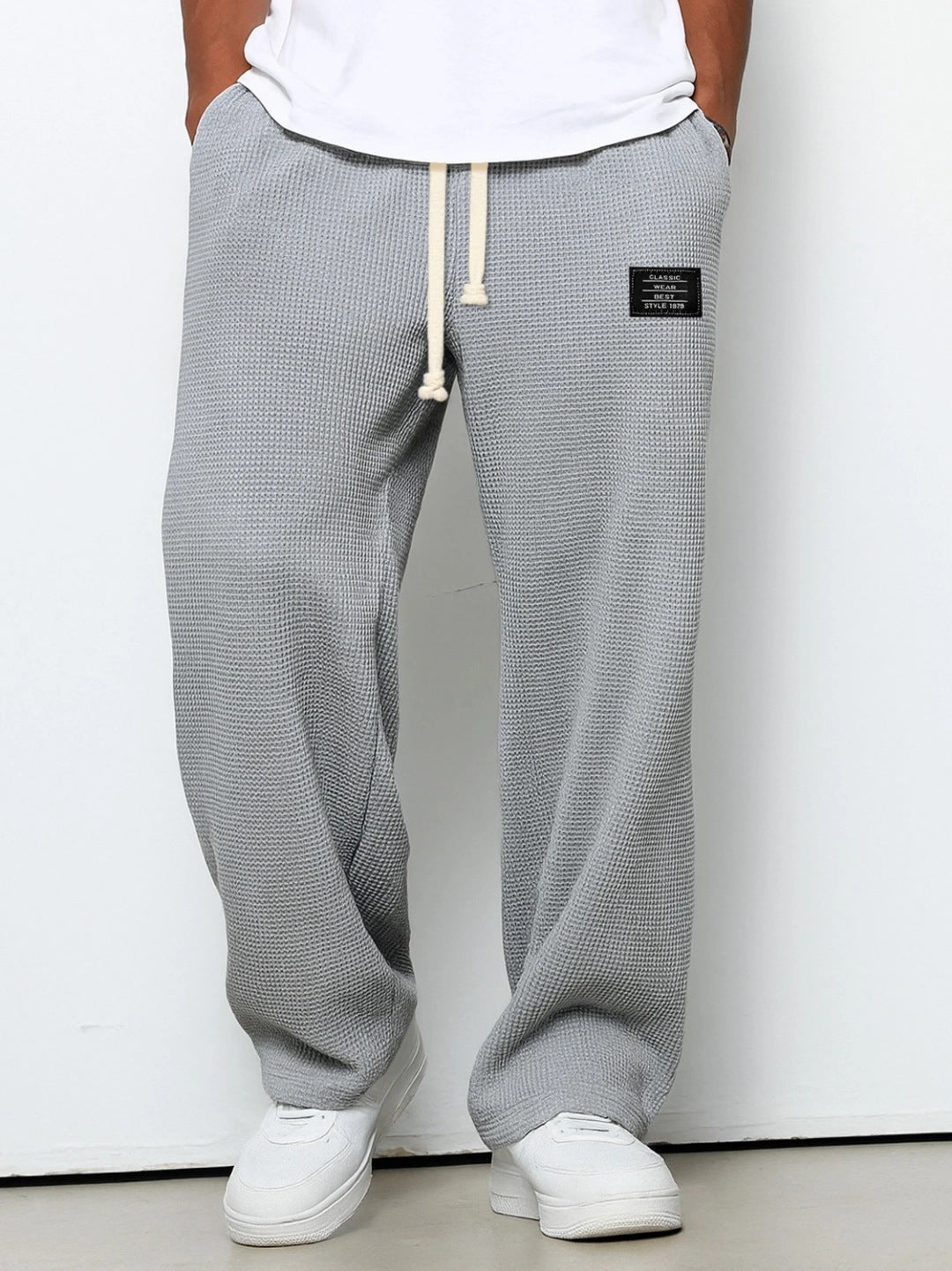 Waffle Straight Pants Fashion Brand Loose Loose