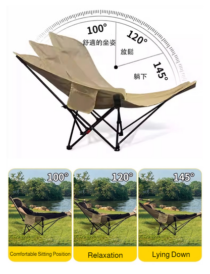 Portable Outdoor Chair with Storage Bag Outdoor Recliner Folding with Leg Support Camping Beach Chair  Lunch Break Folding Chair