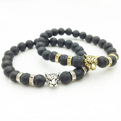 8mm Natural Stone Lava Stone Bead Bracelet For Men