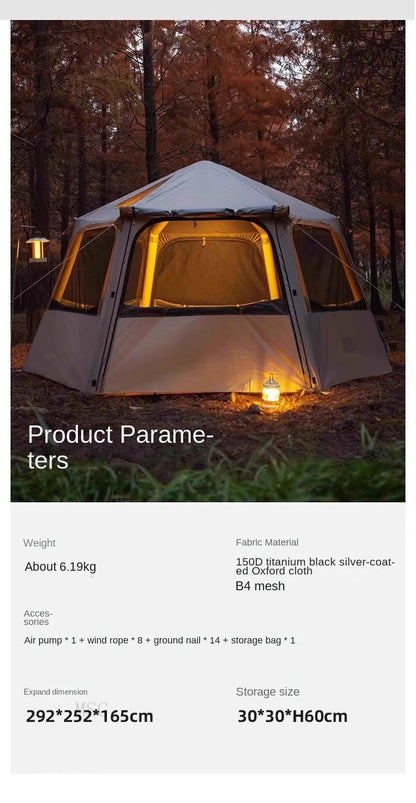 Hexagonal Inflatable Tent Outdoor Camping Overnight Camping Tent Quick Open Portable Folding Rainproof Sunproof Air Tent