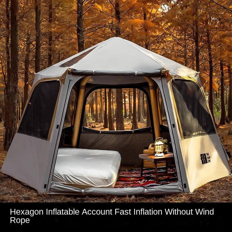 Hexagonal Inflatable Tent Outdoor Camping Overnight Camping Tent Quick Open Portable Folding Rainproof Sunproof Air Tent