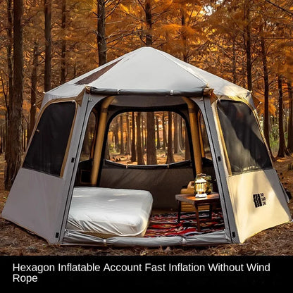 Hexagonal Inflatable Tent Outdoor Camping Overnight Camping Tent Quick Open Portable Folding Rainproof Sunproof Air Tent