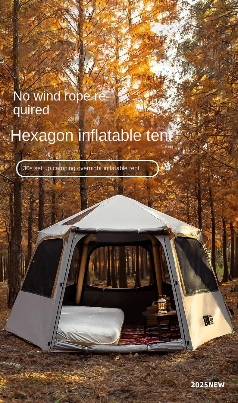 Hexagonal Inflatable Tent Outdoor Camping Overnight Camping Tent Quick Open Portable Folding Rainproof Sunproof Air Tent