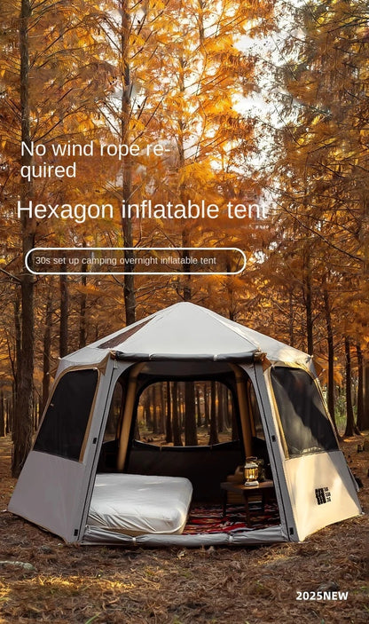 Hexagonal Inflatable Tent Outdoor Camping Overnight Camping Tent Quick Open Portable Folding Rainproof Sunproof Air Tent