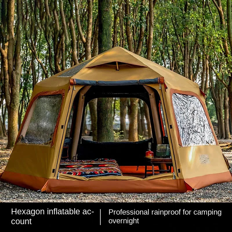 Hexagonal Inflatable Tent Outdoor Camping Overnight Camping Tent Quick Open Portable Folding Rainproof Sunproof Air Tent