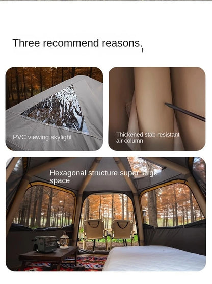 Hexagonal Inflatable Tent Outdoor Camping Overnight Camping Tent Quick Open Portable Folding Rainproof Sunproof Air Tent