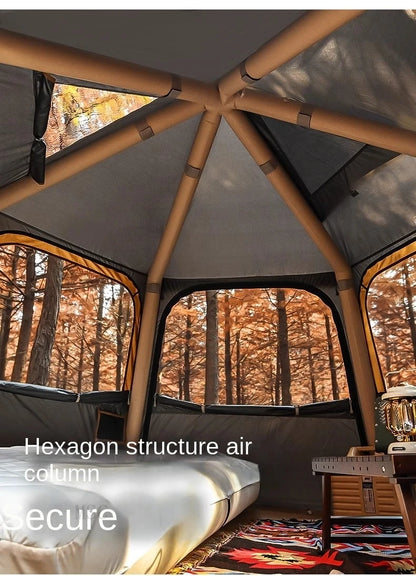 Hexagonal Inflatable Tent Outdoor Camping Overnight Camping Tent Quick Open Portable Folding Rainproof Sunproof Air Tent