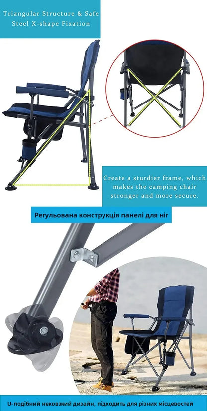 Portable Large Armchair Fiing Chair Cam Picnic Barbecue Outdoor Leisure Furniture High Barest Foldable Metal Chair