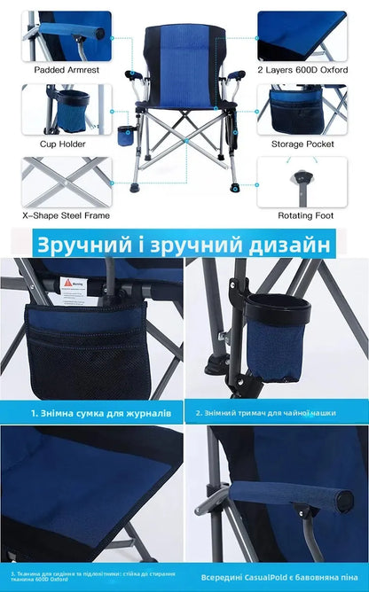 Portable Large Armchair Fiing Chair Cam Picnic Barbecue Outdoor Leisure Furniture High Barest Foldable Metal Chair