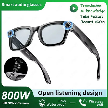 2026 Smart Glasses Men 8MP Camera WiFi Bluetooth Touch Control IP67 Waterproof AI Translation Noise Cancelling AI Glasses Women