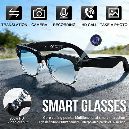 2026 AI Smart Glasses Men with 800W HD Camera Real-time Voice Translation & Call POV Video Recording Smart Eyewear Travel/Vlog