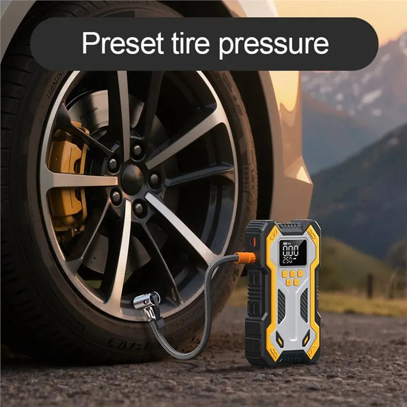 Exclusive Car Jump Starter 10000Mah With Air Compressor Portable Booster Including LCD Screen