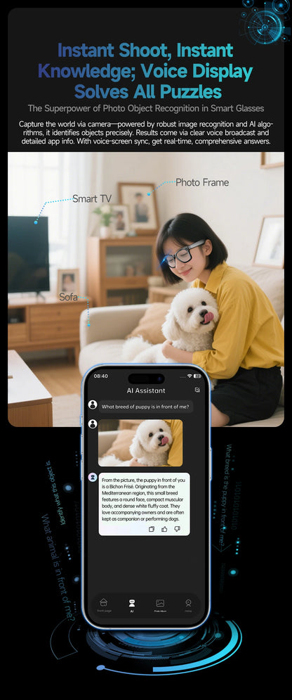 2026 Smart Glasses Men 8MP Camera WiFi Bluetooth Touch Control IP67 Waterproof AI Translation Noise Cancelling AI Glasses Women