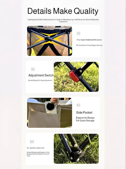 Portable Outdoor Chair with Storage Bag Outdoor Recliner Folding with Leg Support Camping Beach Chair  Lunch Break Folding Chair