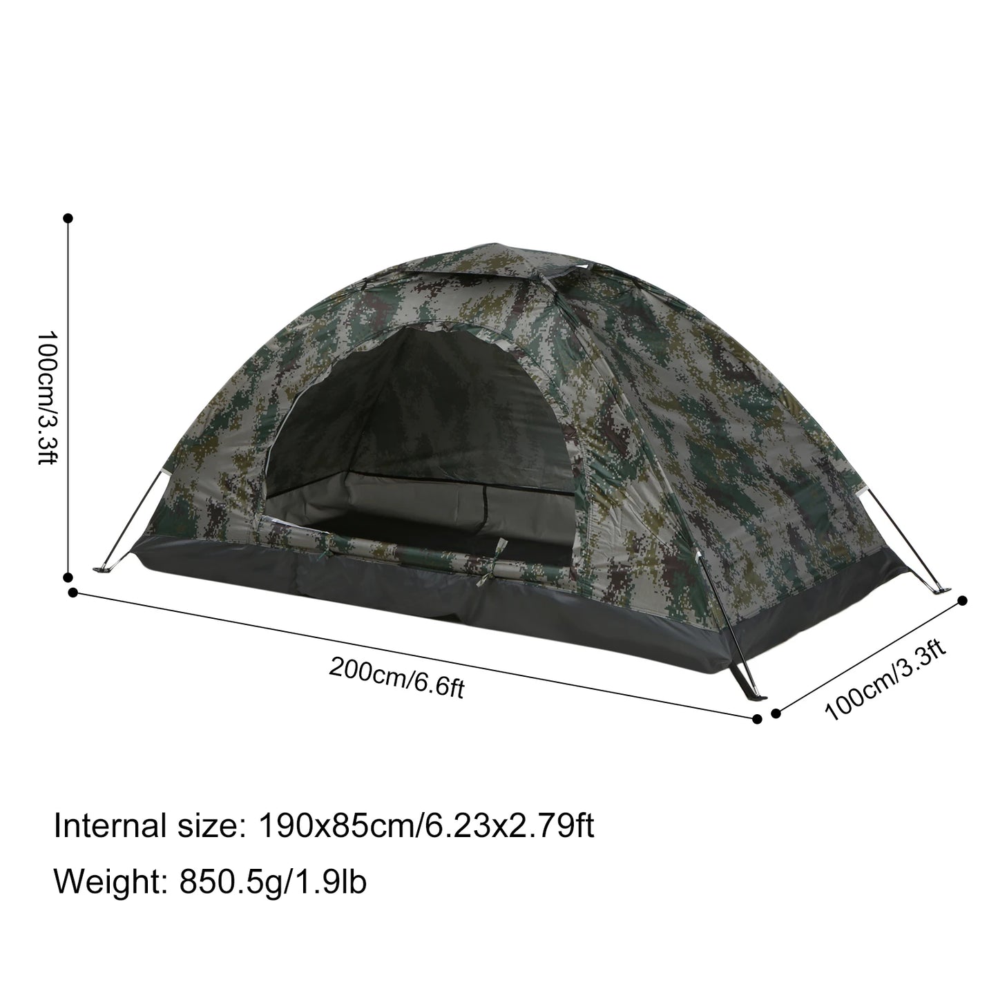 Tomshoo 1/2 Person Ultralight Camping Tent Single Layer Portable Hiking Tent Anti-UV Coating UPF 30+ for Outdoor Beach Fishing