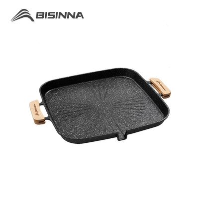BISINNA Square BBQ Grill Pan Non Stick Stovetop Barbeque Tray Korean Roasting Grill Plate Outdoor Camping Supplies