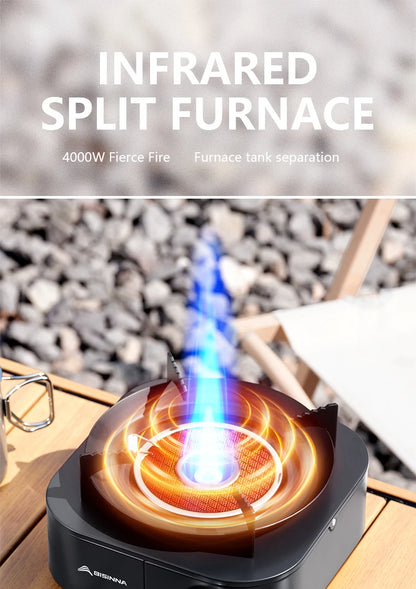BISINNA 4000W High-power Infrared Stove Portable Lightweight Gas Burner Split Type Stove Outdoor Camping Supplies Picnic Hiking