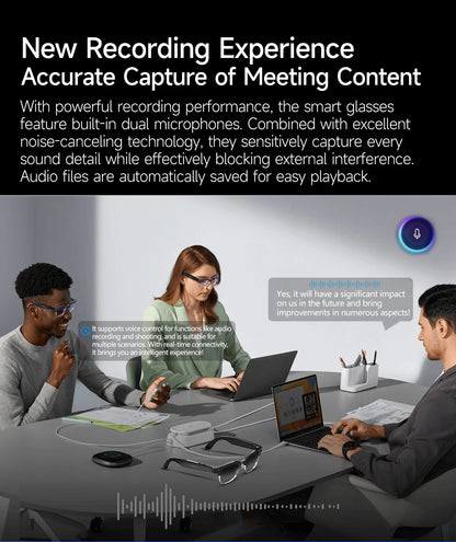 2026 AI Smart Glasses Men with 800W HD Camera Real-time Voice Translation & Call POV Video Recording Smart Eyewear Travel/Vlog