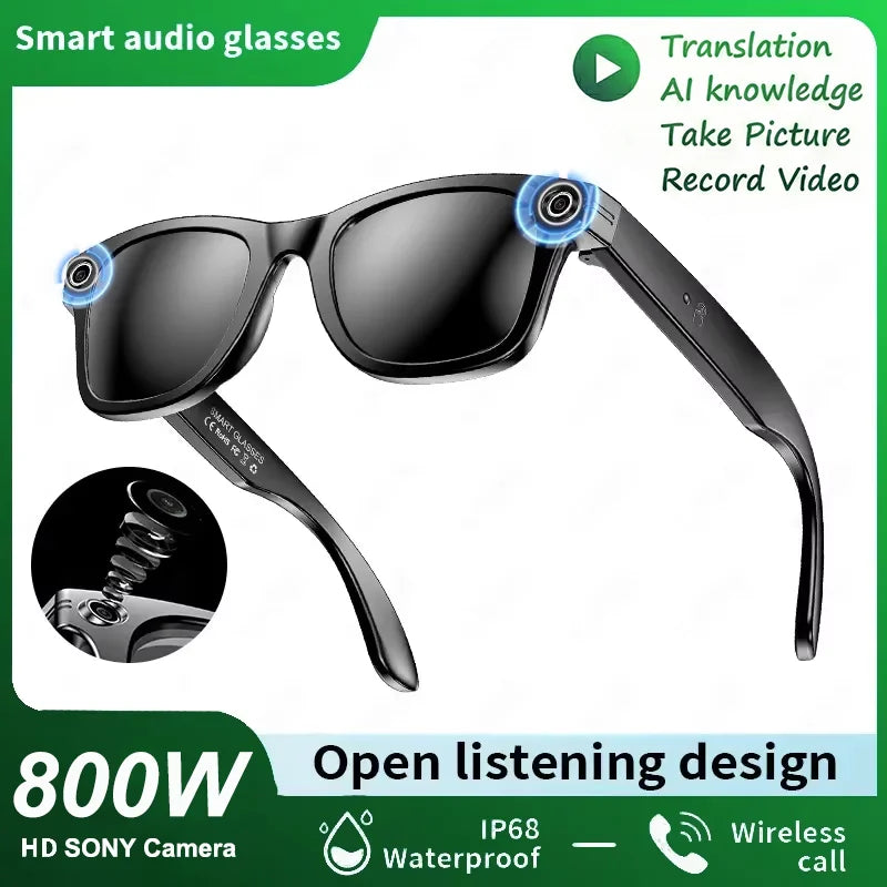 2026 Smart Glasses Men 8MP Camera WiFi Bluetooth Touch Control IP67 Waterproof AI Translation Noise Cancelling AI Glasses Women