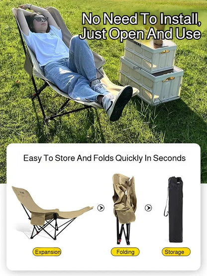 Portable Outdoor Chair with Storage Bag Outdoor Recliner Folding with Leg Support Camping Beach Chair  Lunch Break Folding Chair