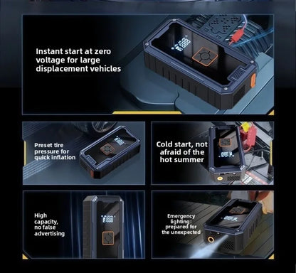 Portable Car Jump Starter with Air Compressor,3000A 99800mAh Portable Jump Box,Power Bank & Jump Cables for 9L Gas and 8L Diesel