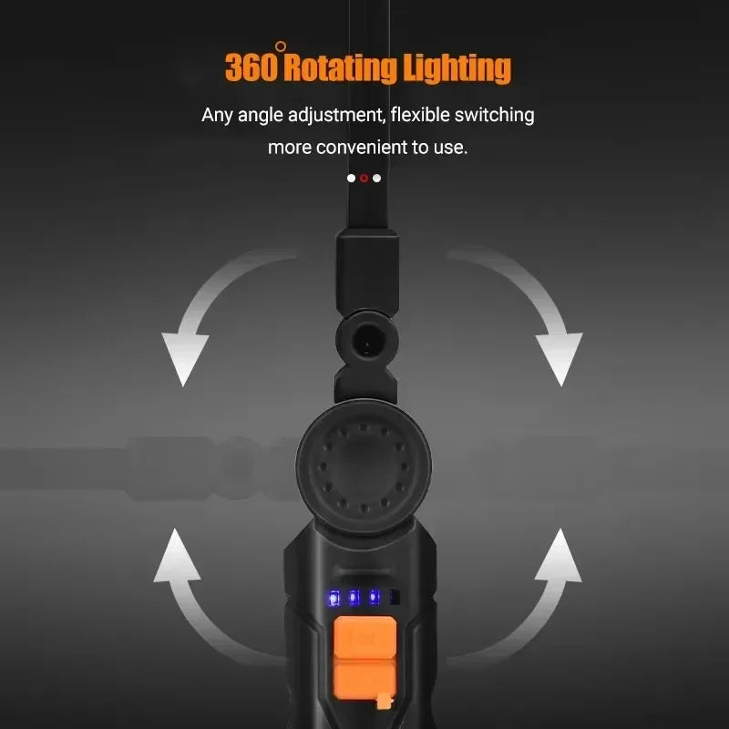 Rechargeable LED Flashlight Work Light with Magnet & Hook