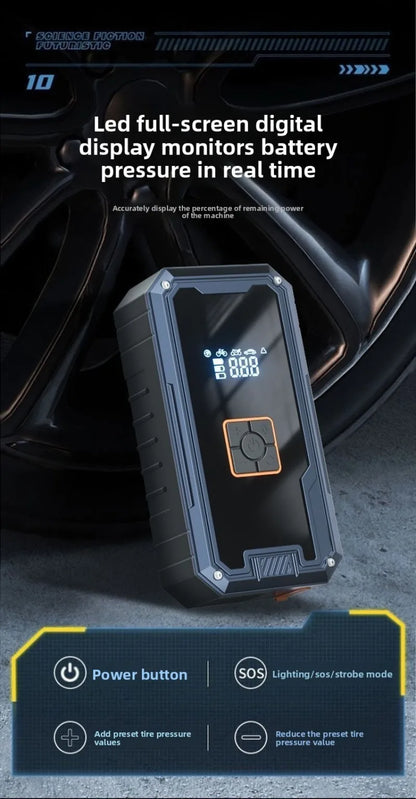 Portable Car Jump Starter with Air Compressor,3000A 99800mAh Portable Jump Box,Power Bank & Jump Cables for 9L Gas and 8L Diesel