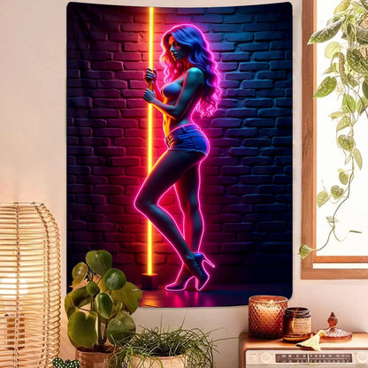 VIKAMA Neon Art Tapestry Human cyber funk Home Decor
