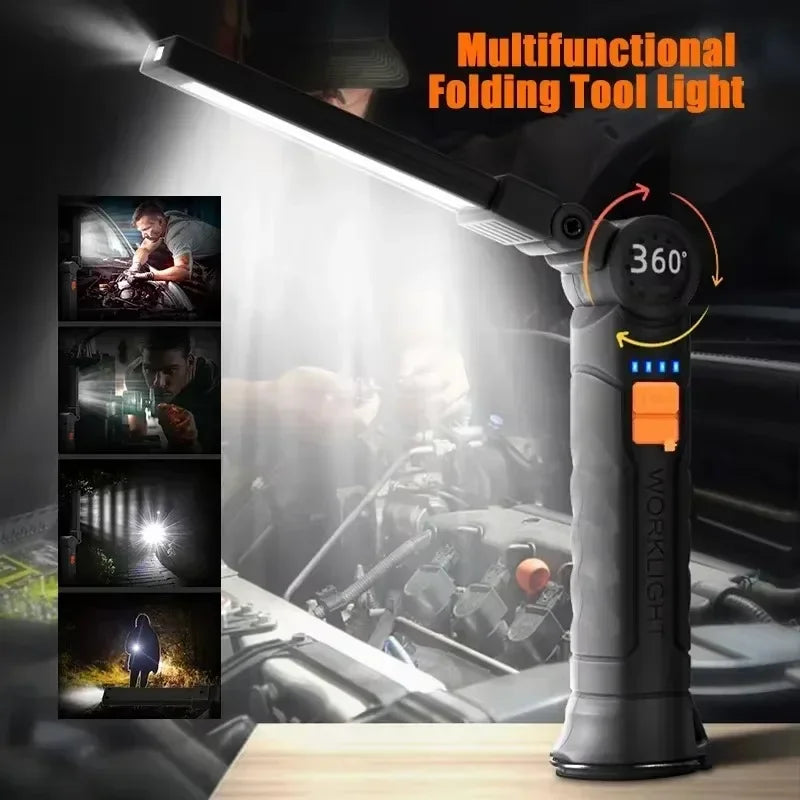 Rechargeable LED Flashlight Work Light with Magnet & Hook