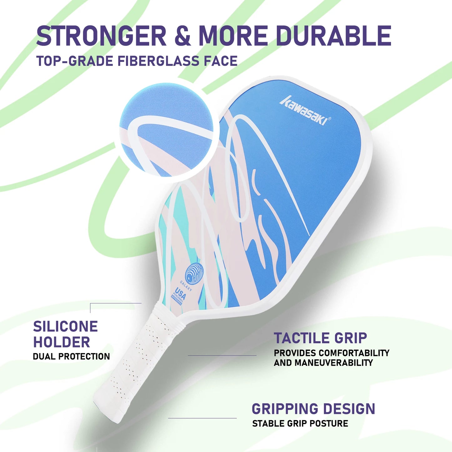 Kawasaki Pickleball Paddle Durable PP Honeycomb Core Fiberglass