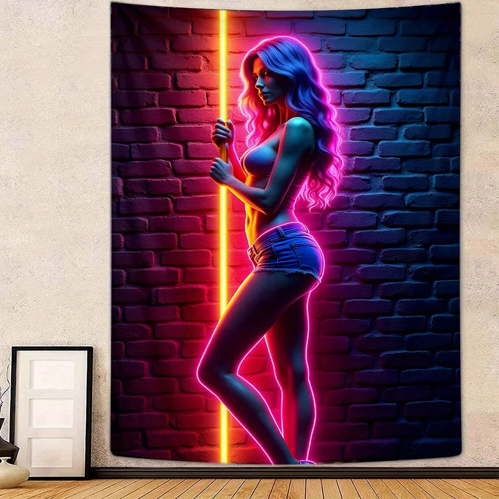 VIKAMA Neon Art Tapestry Human cyber funk Home Decor
