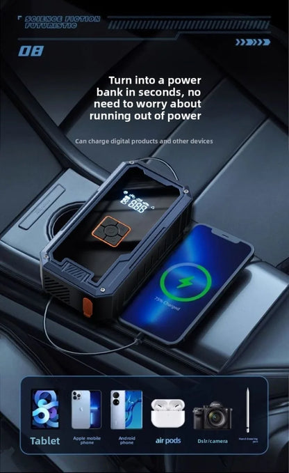 Portable Car Jump Starter with Air Compressor,3000A 99800mAh Portable Jump Box,Power Bank & Jump Cables for 9L Gas and 8L Diesel