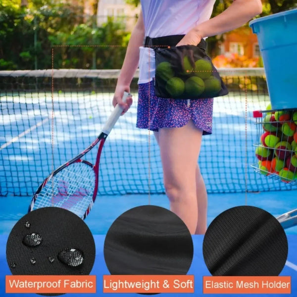 Tennis Pickleball Ball Holder Waist Pack Capacity w/ Quick-Release Belt