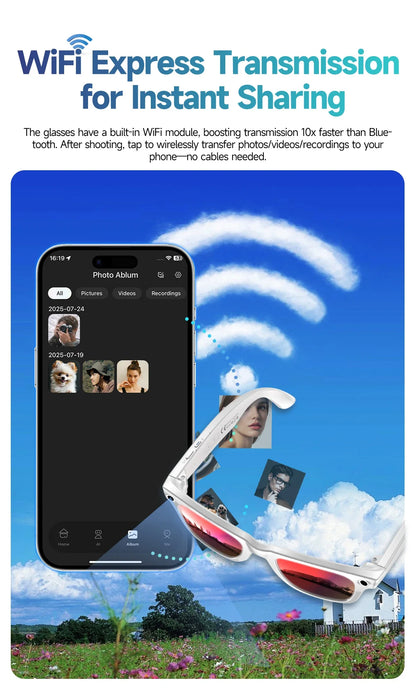 2025  Smart  Sunglasses ai smart glasses with Camera Video 8MP Translation  Bluetooth Call Music Play Men Women  Recording 100+