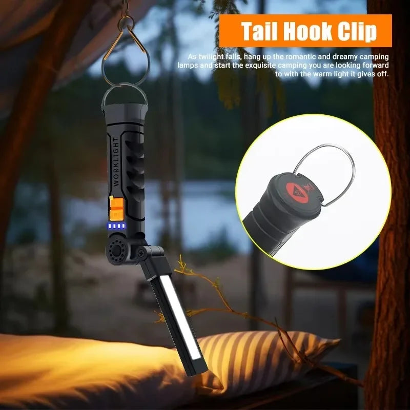 Rechargeable LED Flashlight Work Light with Magnet & Hook